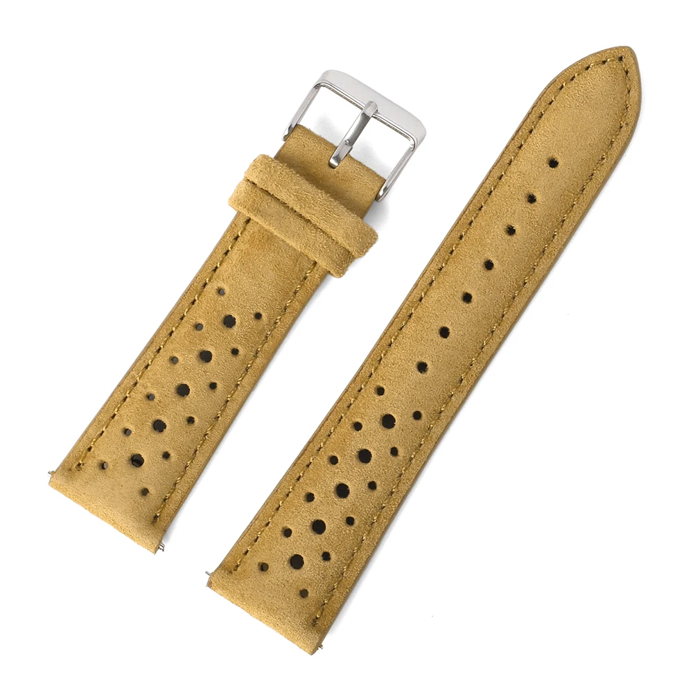 Vintage Genuine Suede Leather Watch Band 18mm 19mm 20mm 21mm 22mm 24mm Rally Racing Watch Strap Quick Release Watch Accessories