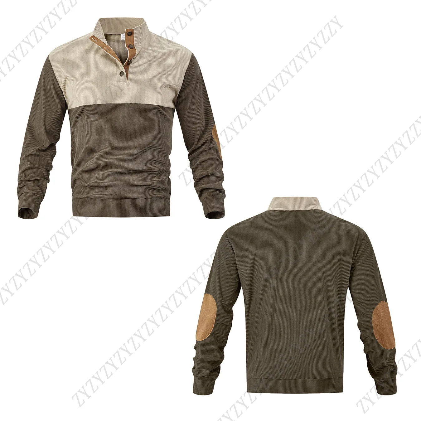 2026-Spring-Autumn-European-Men-Color-Block-Stand-Collar-Corduroy-Hoodie-Loose-Fit-Long-Sleeve-Pullover-Daily-Street-Outdoor-Spo