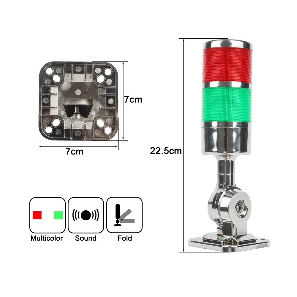 2 camadas rotatable 180 luz de advertência vermelha da pilha luz industrial para a máquina do cnc dc 24v 12v ac220v 110v constante piscando luz led