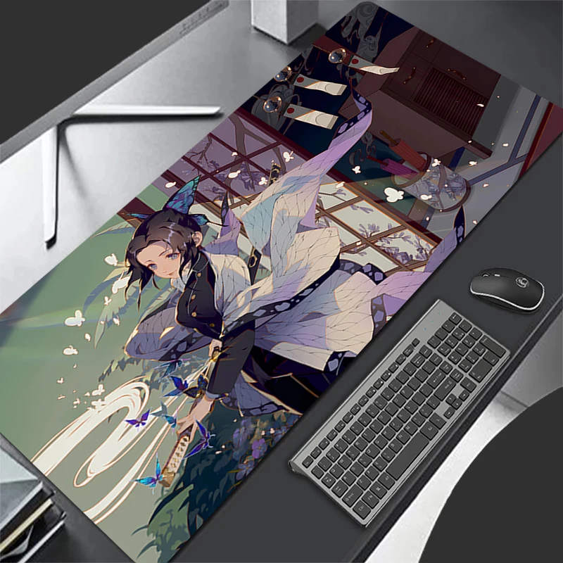 Mouse Pad Non-Slip Gaming Rubber Mouse Computer Keyboard Mats Game accessories PC carpet Demon Slayer Kochou Shinobu Mousepad XL