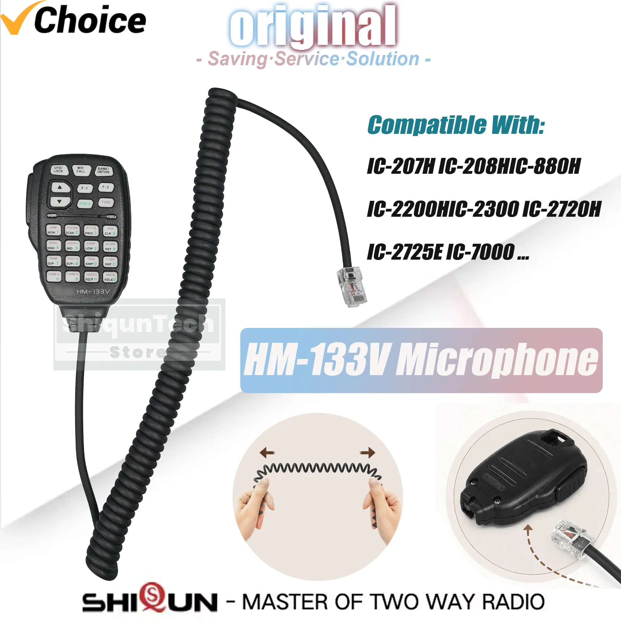 HM-133V Microphone Mic DTMF Keypad Speaker Big PTT Mic Compatible With Icom IC-2200H IC-27201C-2820H IC-2100H IC-2300H Car Radio