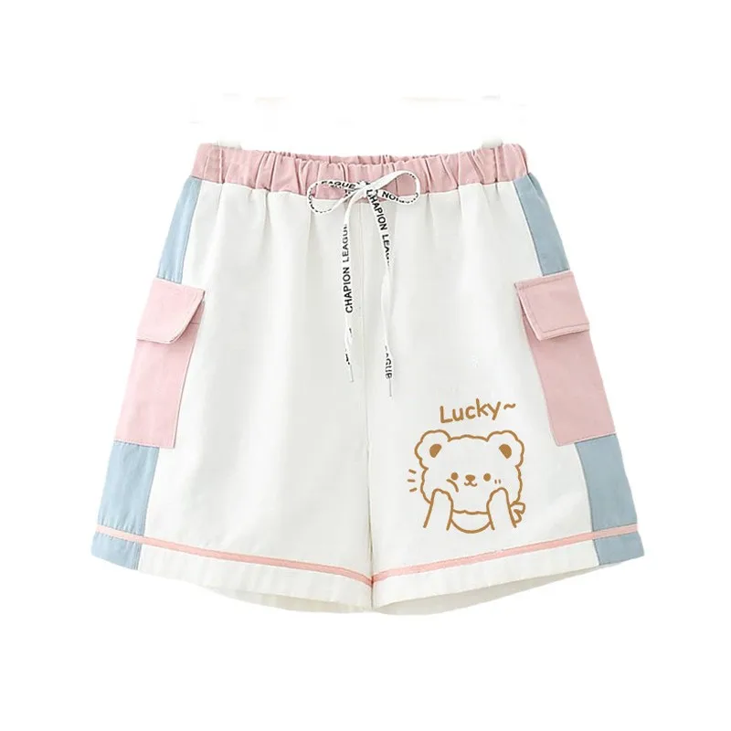 Spring Summer Lolita Women Shorts Japanese Style Kawaii Girl Cute Bear Casual Short Pants Vintage Printed Shorts