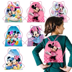 Disney Mickey Mouse sırt çantası Minnie karikatür taşınabilir saklama çantası İpli çanta erkek kız Kawaii çanta parti sırt çantası hediye