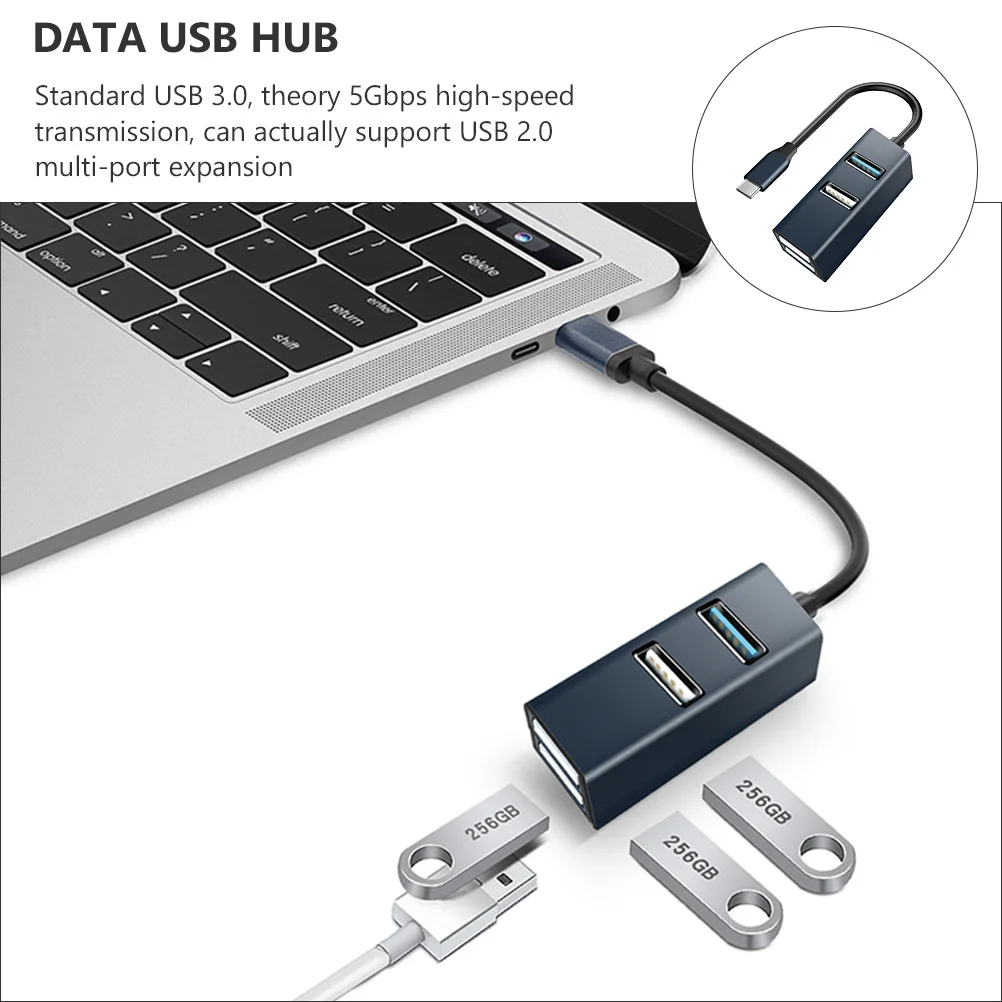 

USB-C 4-Port Hub Expansion Adapter Aluminum Alloy High-Speed Data Transfer Multi-Port USB Hub for Laptop and Mobile