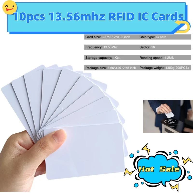 10P RFID IC Cards Printable Blank Card NFC 13.56mhz Access Control Card High Frequency MF Classic 1K S50  Proximity Smart Card