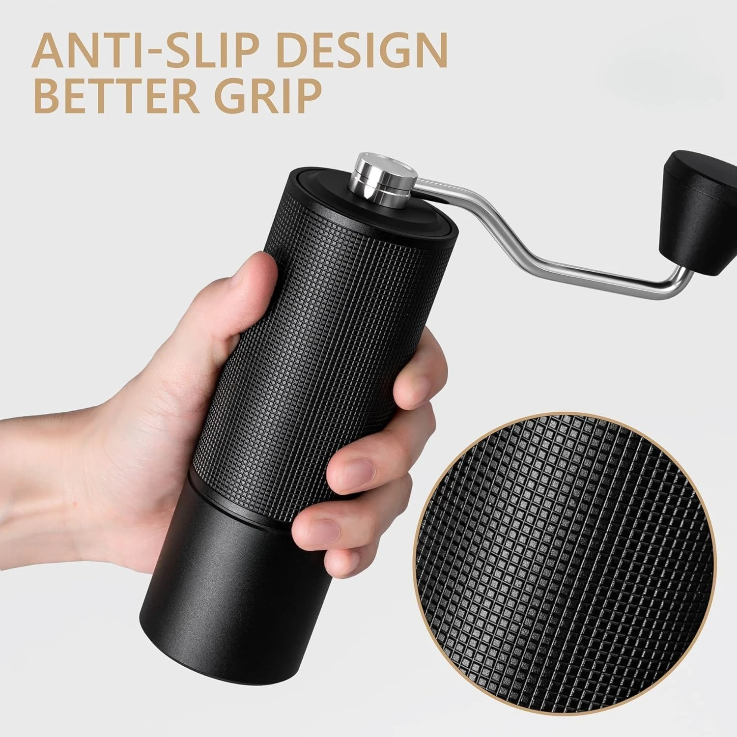 

Manual Coffee Grinder Stainless Steel Conical Burr Capacity 25g Hand Coffee Bean Grinder Double Bearing Positioning