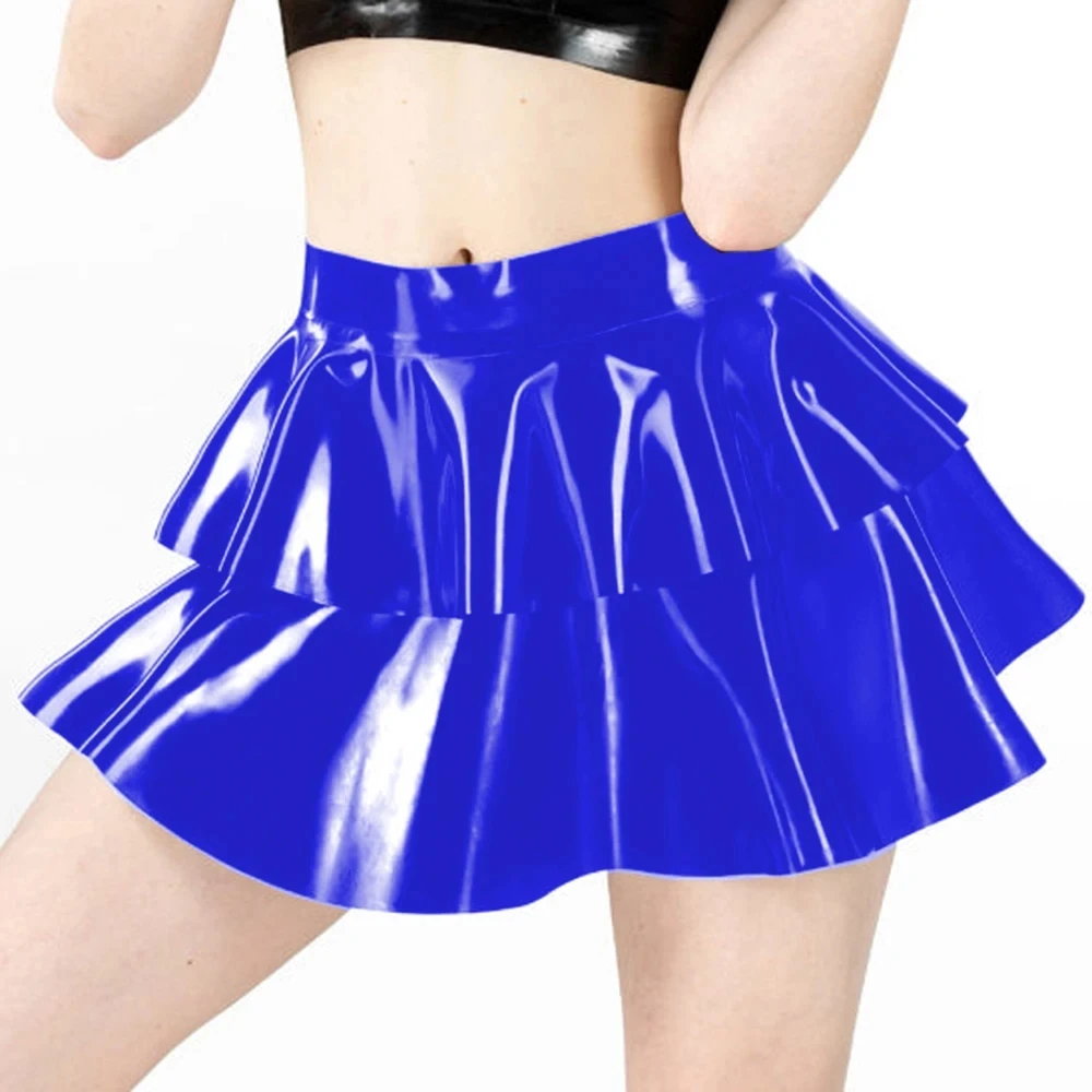 

Bright PVC Half Length Short Skirt with Double-layer Pleats Can Be Customized in Multiple Colors