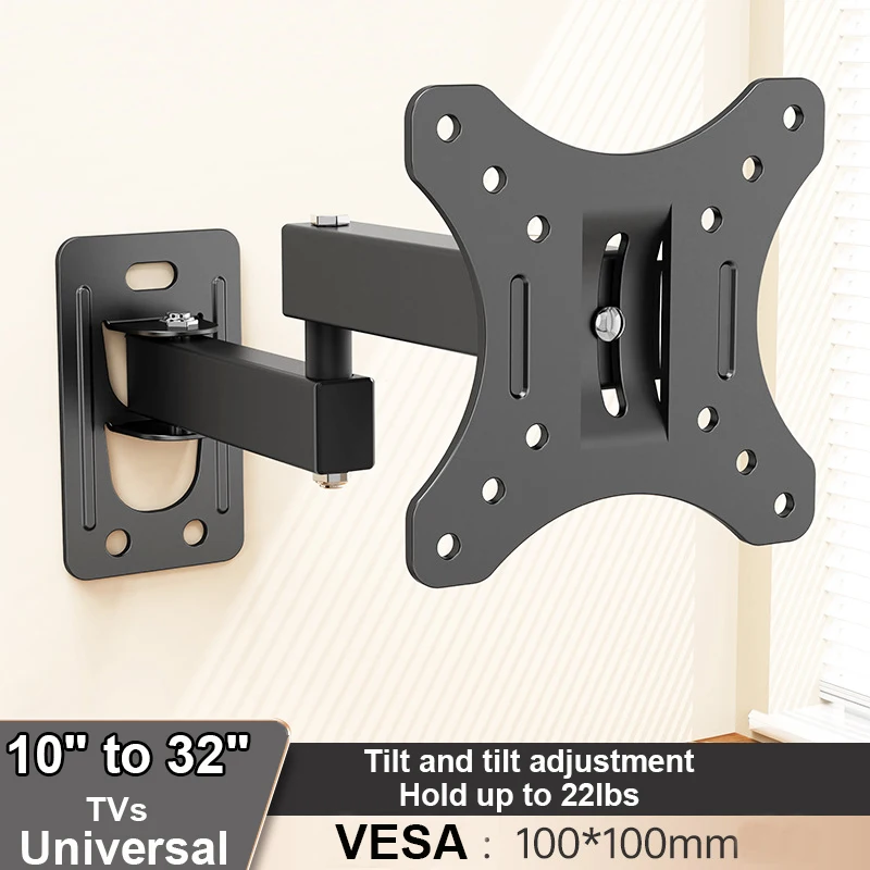 Soporte de montaje en pared para Monitor de TV de movimiento completo, brazos articulados, rotación de extensión de inclinación giratoria para la mayoría de televisores curvos planos de 10-32 pulgadas