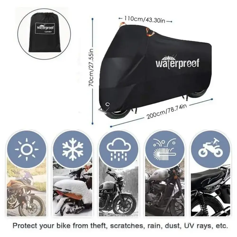 210D Oxford Cloth Motorcycle Cover Tear-Proof M-XXXXL Electric Vehicle Raincoat Waterproof Sun Protection Bicycle Canvas Cover