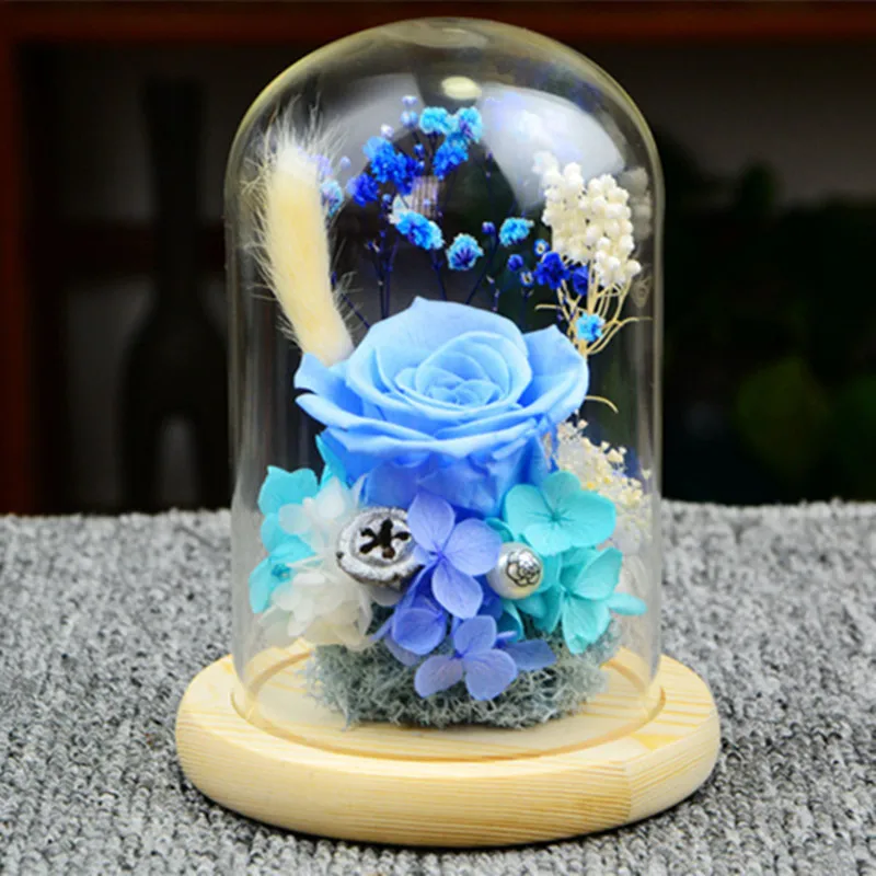 9*18cm Middle Size Glass Dome Vase Home Decoration Creative Flat Log Base Transparent Cover DIY Friend Gift Wedding Live Prop