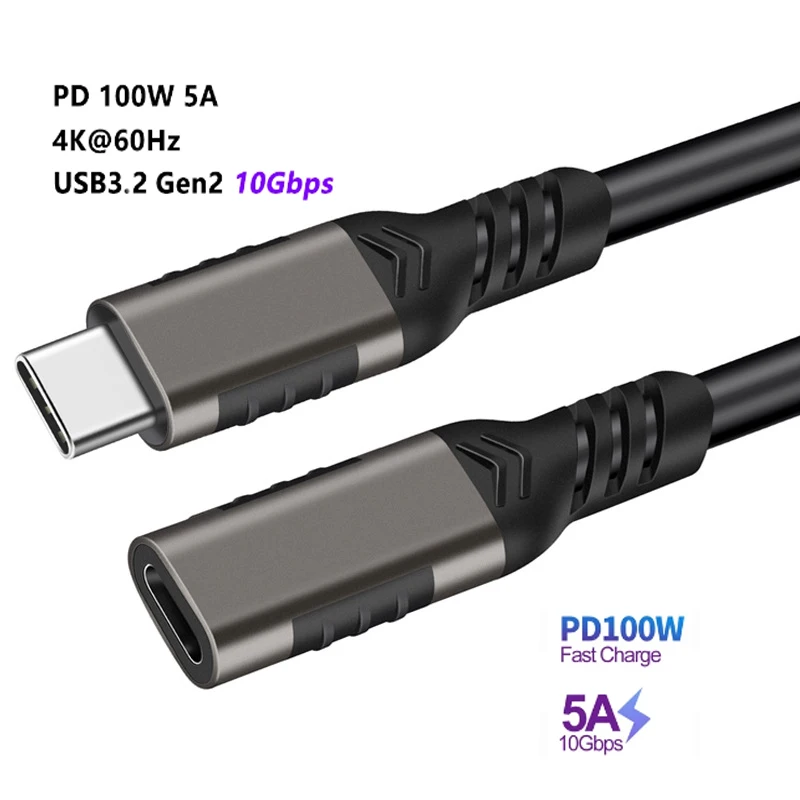 Cavo di prolunga USB C da 100 W 5 A Tipo C Cavo di prolunga USB-C per interruttore disco rigido MacBook Cavo di prolunga USB USB 3.2 Gen2 10 Gbps