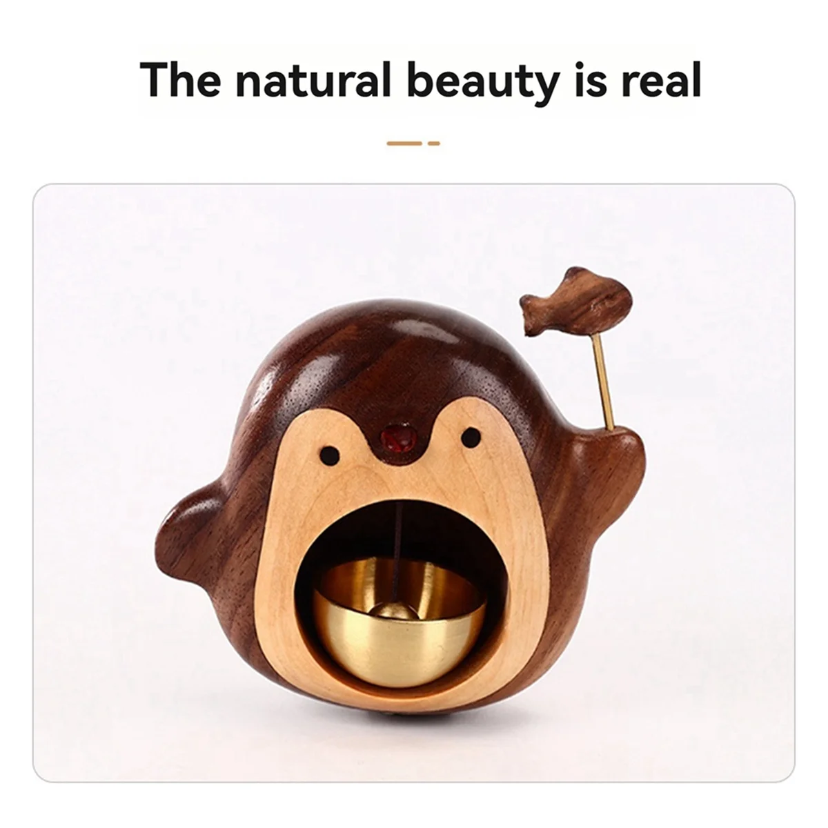 A96Q-sonnette en bois, carillons éoliens en noyer noir, cloches en bronze, série pingouin, cadeaux de décoration pour la maison.