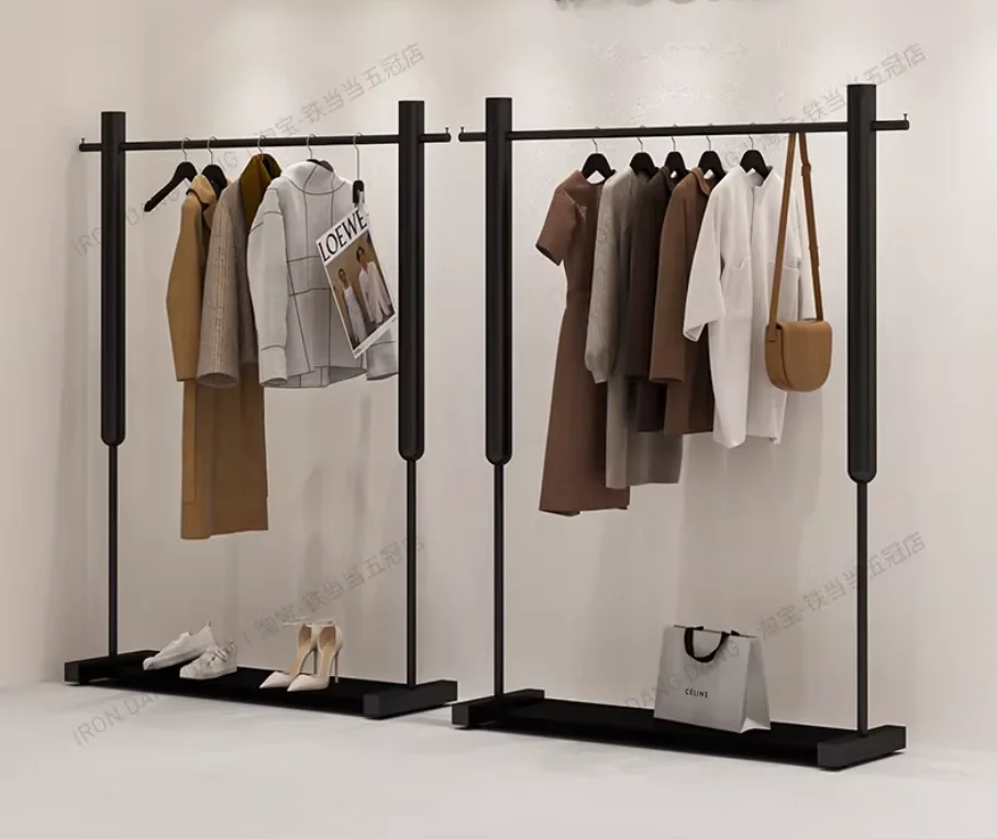 store display rack wrought iron black simple high-end hanger clothes shelf combination women's clothing store display rack