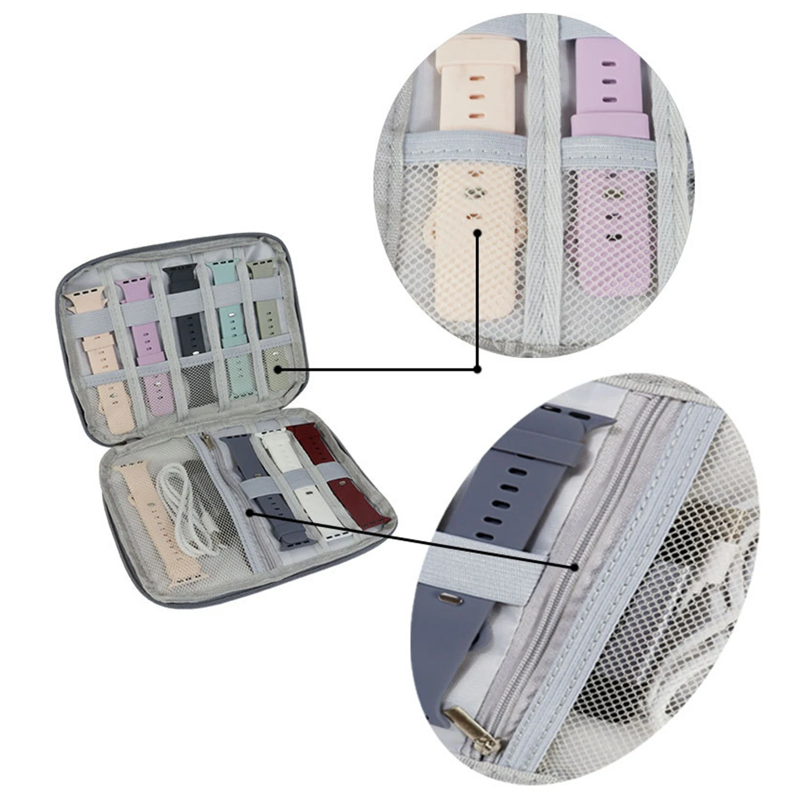 Watch Strap Organizer box Portable Watch Band Storage Case for Travel Multi Compartment Watch Accessories Holder