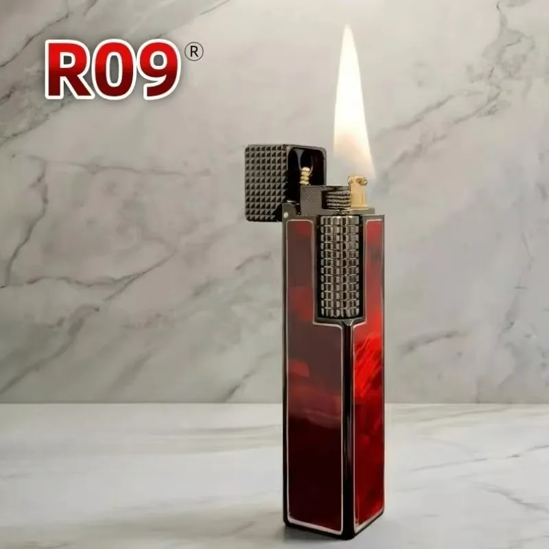 Brass Colored Shell Kerosien Lighter, Long Strip Side Slip Luxury Men's Gift, Grinding Wheel Lighters Smoking Gadgets for Men