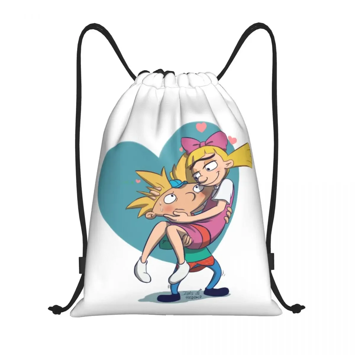 Custom Hey Arnold Anime Comedy Helga Pataki Drawstring Bags Men Women Foldable Gym Sports Sackpack Shopping Backpacks