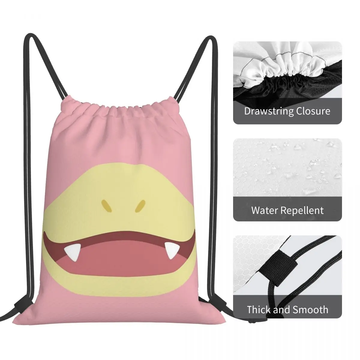 Zaini Slowpoke Poke Maniac Mouth Borse portatili con coulisse Borsa sportiva tascabile con coulisse Borse per libri per uomo donna scuola