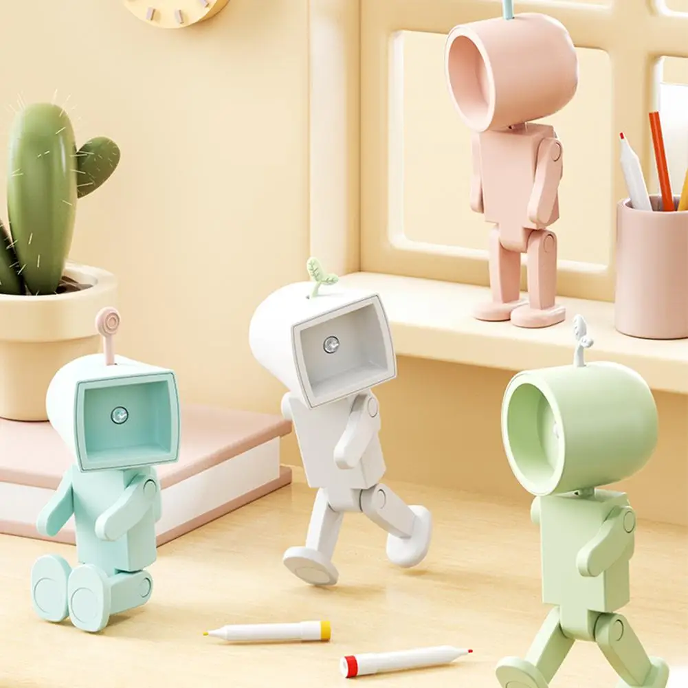 Astronaut Magnetic Night Light LED Mini Robot With Battery Powered Book Light Desktop Building Block Decoration Atmosphere Light