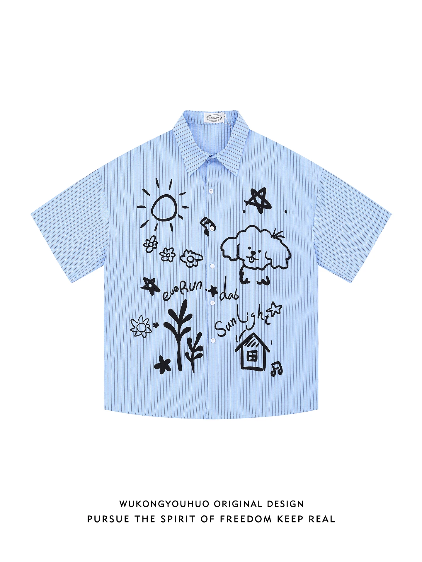 

Summer fiti Print Striped ort Sve Loose Casual irt ex Trendy Brand Couple's f Sve irt Youth ular Wear