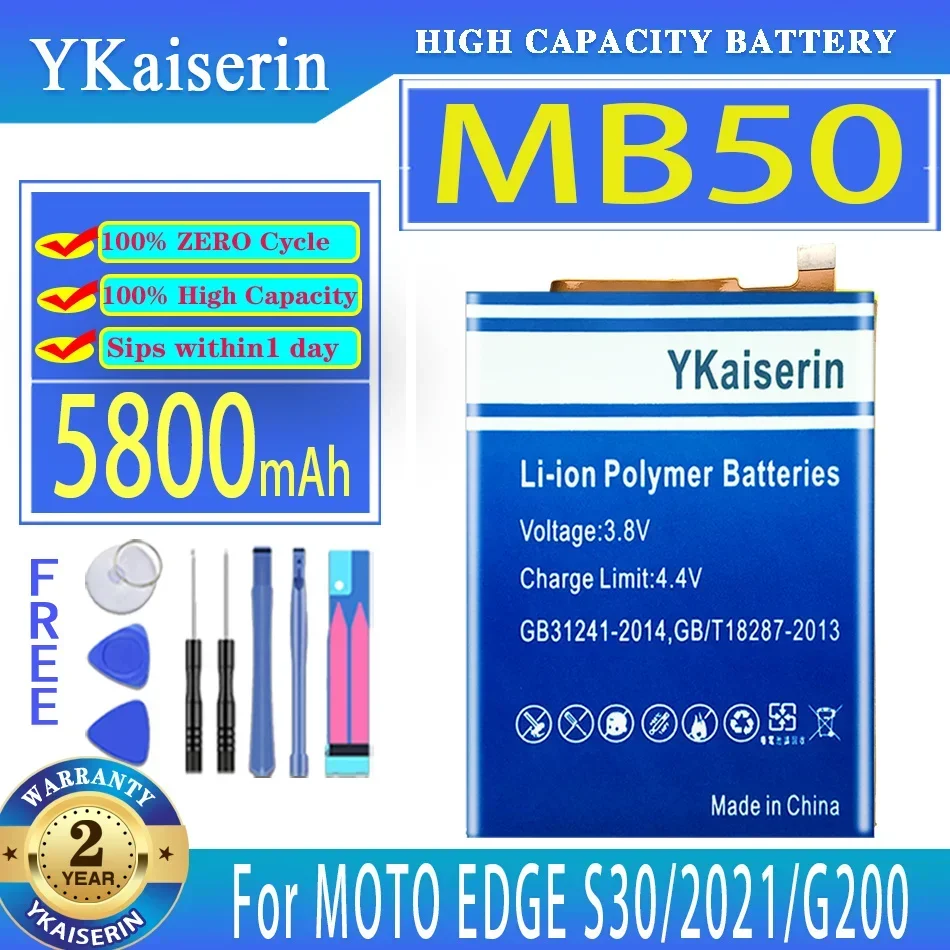 

YKaiserin Portable Battery MB50 5800mAh For Motorola EDGE S30 2021 G200 XT2175-2 Bateria