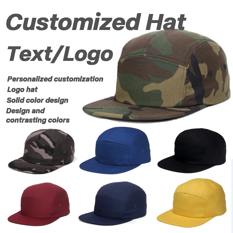 شعار مخصص شخصية 100% القطن خمسة لوحة قبعة مسطحة الحواف الرجال والنساء في الهواء الطلق تنفس الرياضة ظلة قبعة بيسبول #2