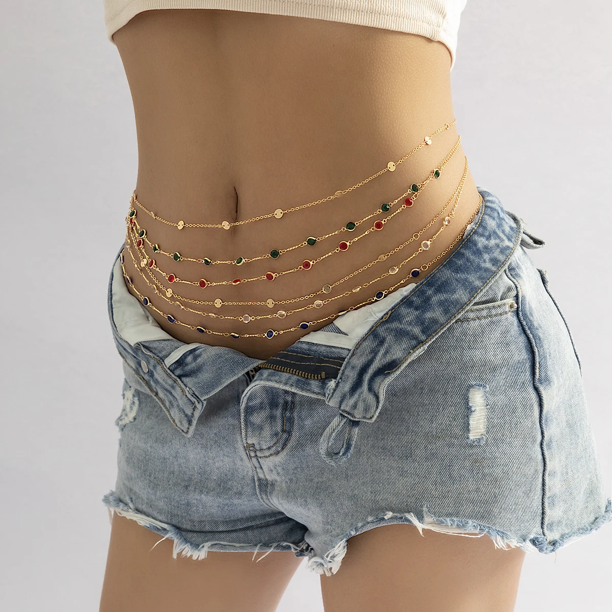 Boho Crystal Zircon Waist Beads Belly Belt Chain Summer Beach Bikini Rave Festival Sexy Accessories for Women Body Jewelry New