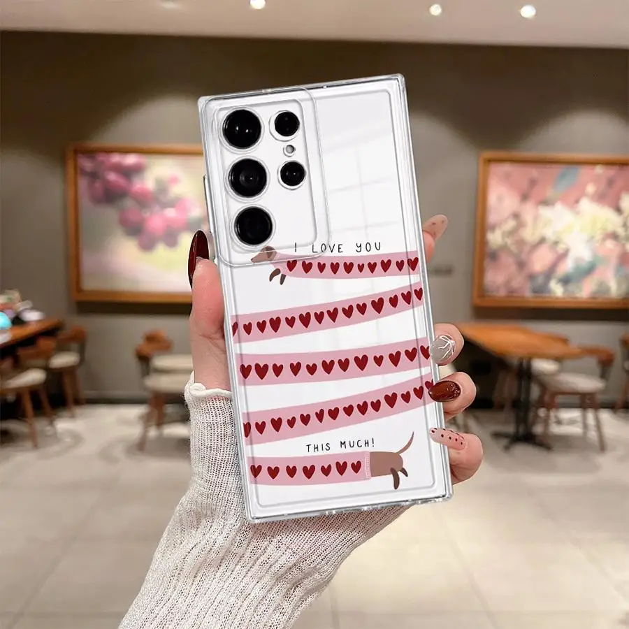 Phone Cover Case for Samsung Galaxy S26 S22 FE S24 S21 S20 Plus Note 20 Ultra 10 S25 Edge S23 Ultra Cute Sausage Dog Pattern 