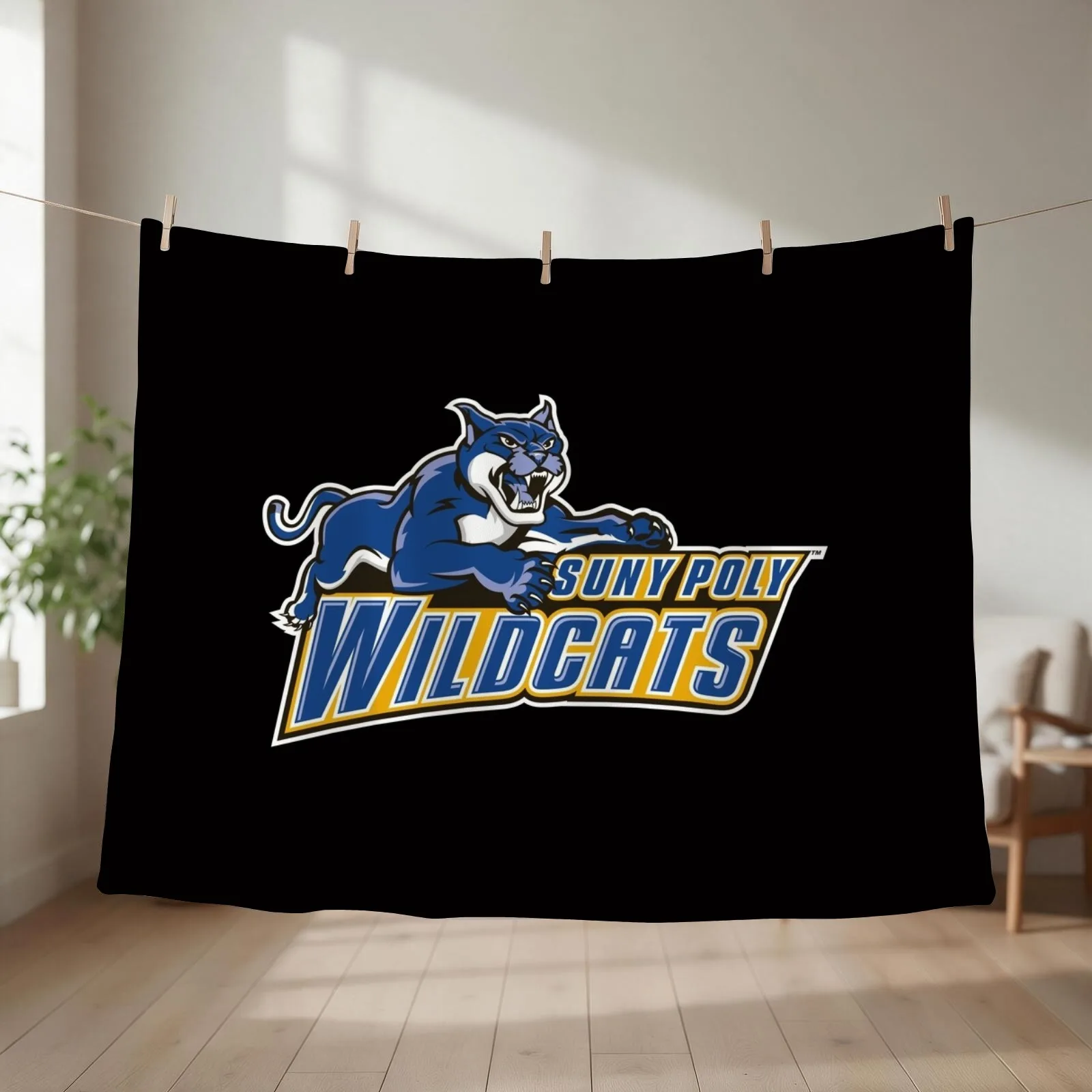 SUNY Polytechnic Institute wild cats Throw Blanket couch cozy soft plush fuzzy picnic outdoor blanket