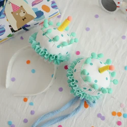 Ins Korean Birthday Cake Candle Hat Decors Children's Cute Baby Girl Cartoon Birthday Hat Head Hole Photo Props Hair Accessories