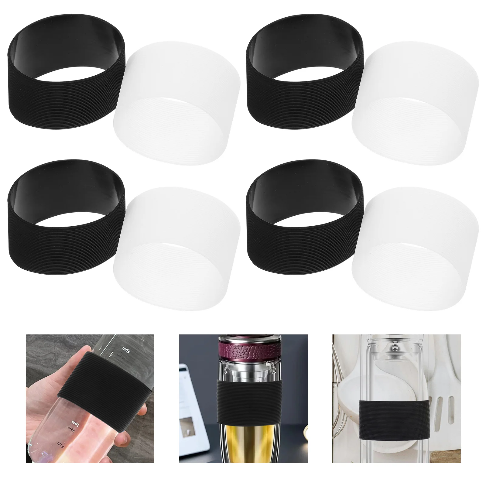 

10Pcs Silicone Cup Sleeve Heat Resistant Nonslip Protector for Hot Cold Drinks Coffee Mug Covers Reusable Flexible Insulated