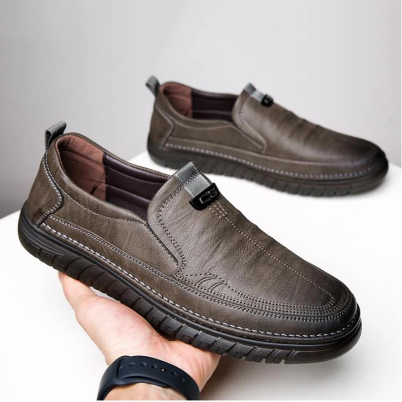 High Quality Outdoor Comfortable Fashion Soft Classic Driving Non-slip Flats Moccasin Handmade Men Cowhide Leather Casual Shoes