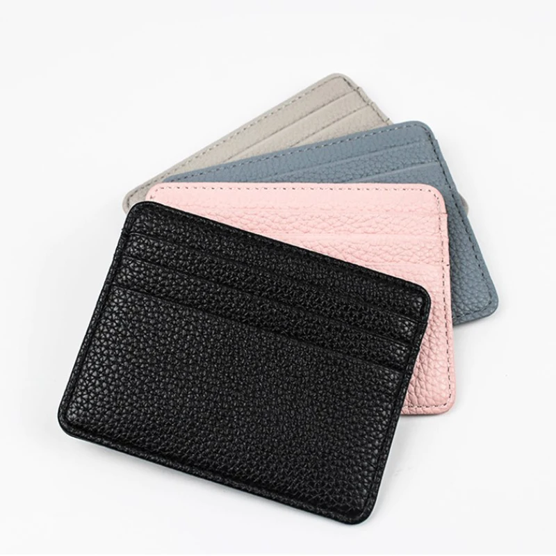 8x10.5cm Artificial PU Leather Credit Card Holders Black Small Purse Unisex Double Sided Fashion Coin Purse Money Wallet Thin