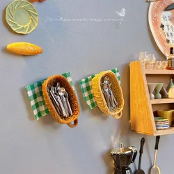 3D Tableware Fridge Magnet Storage Box Resin Resin Simulation Fridge Magnetic Cute Refrigerator Stickers Decor