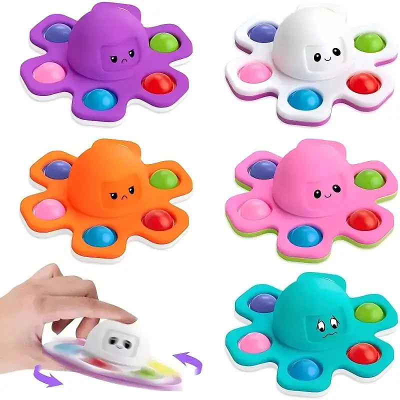 Anxiety Relief Gifts,Finger-tip Shape-shifting Octopus,Colorful Bubble Fun,Finger Spinner Stress-relief Toy For Kids And Adults