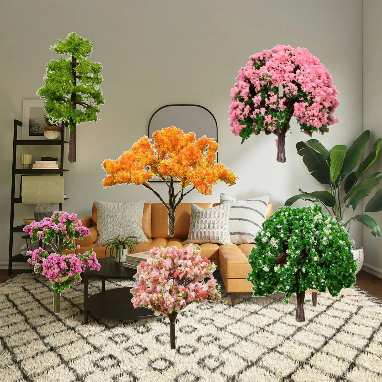 6x Miniature Artificial Trees Micro Landscape Decor Sculpture Realistic Figurine Mixed Model Trees for Landscape Supplies