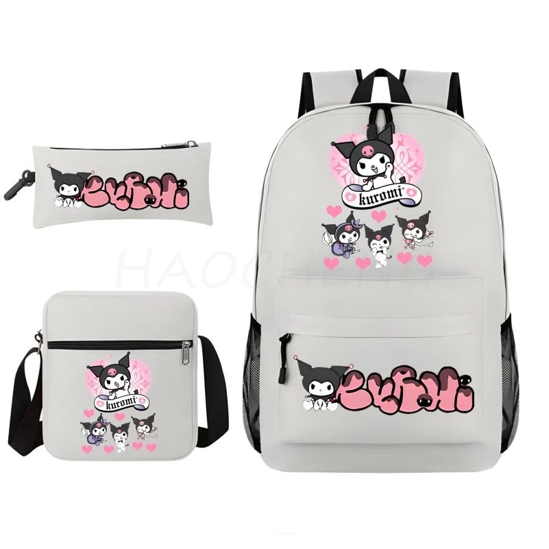 

Lovely Kuromi Melody Backpack with Shoulder Bag for Women Student Bookbag Teenager School Bags Comfortable Travel Set Rucksack