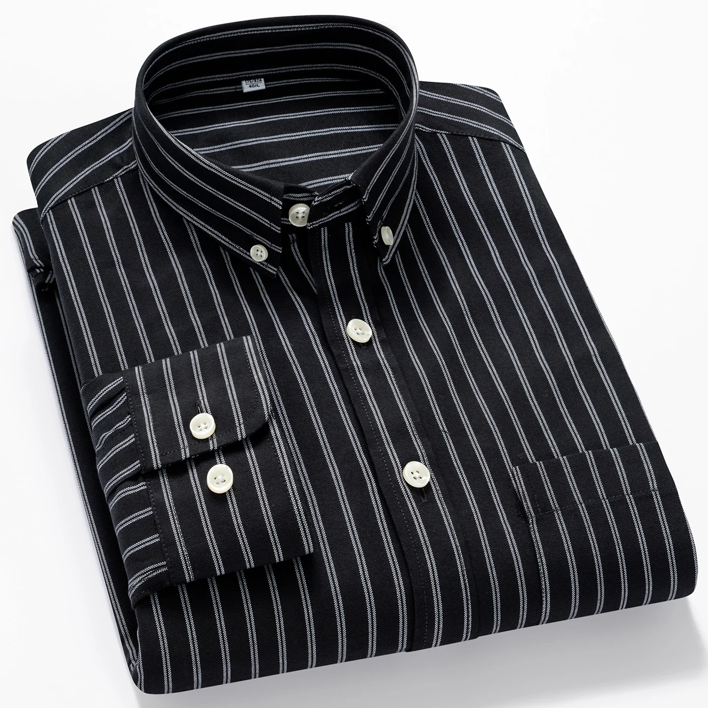 

Good Quality Men's Striped Shirts Spring Autumn Long Sleeve 100% Cotton Oxford Casual Korean Stylish Daily Slim Fit Dress Shirt