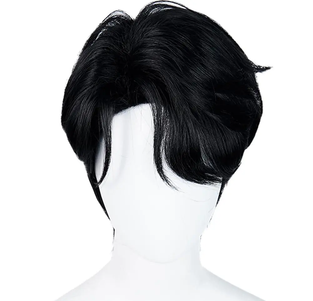 Parrucca corta nera Jinu, capelli sintetici taglio Pixie per cosplay Anime KPop Demon Hunters Saja Boys, Comic-Con, feste, giochi in costume