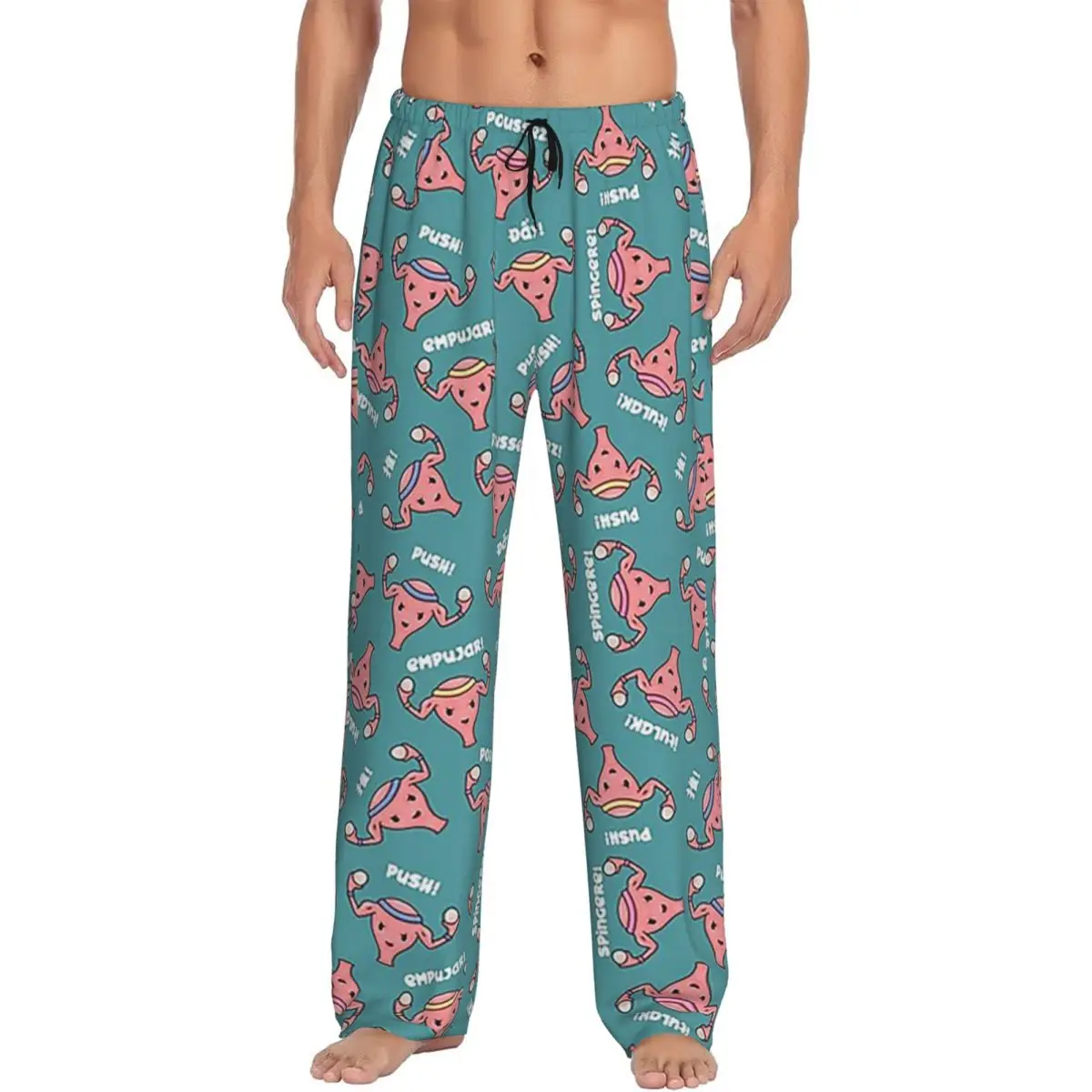 

Изготовленные на заказ беременные матки PUSH Scrubs Медсестры Акушерка, OBGYN Бирюзовые пижамные штаны Мужская одежда для сна Низ для сна с карманами