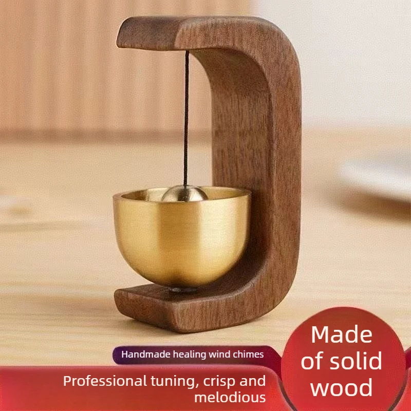 Magnetic Wooden Doorbell Walnut Window View Dopamine Wind Bell for Home Store Entry Reminder & Fridge Door