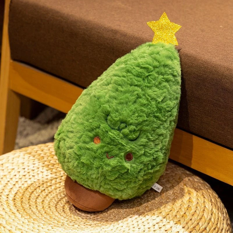 35cm Cute Little Christmas Tree Plush Toy Cartoon Little Pine Tree Christmas Decoration Plant Doll A Birthday and Christmas