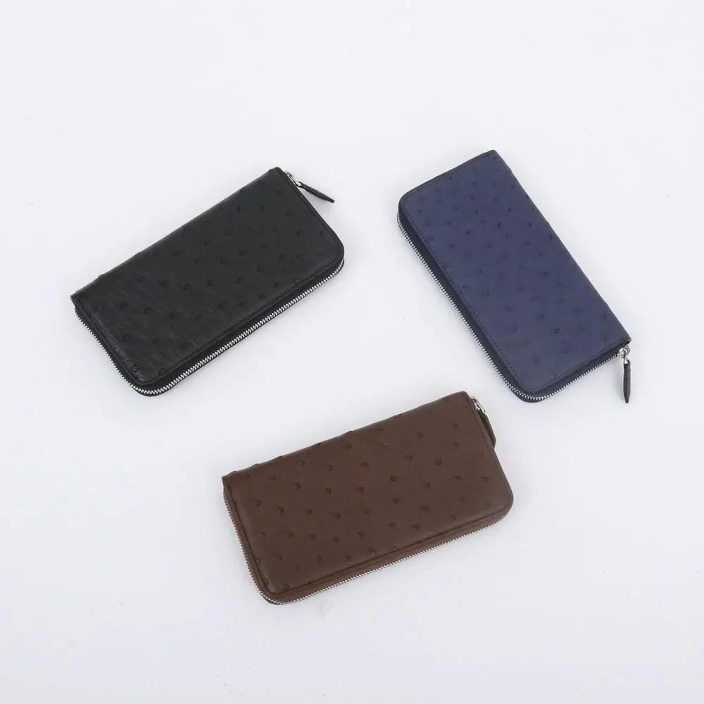 Ostrich Business Casual Long Genuine Leather Handbag Men Wallet Card Bag Men Wallets Men Wallet Long Zipper Leather Handbag Bag