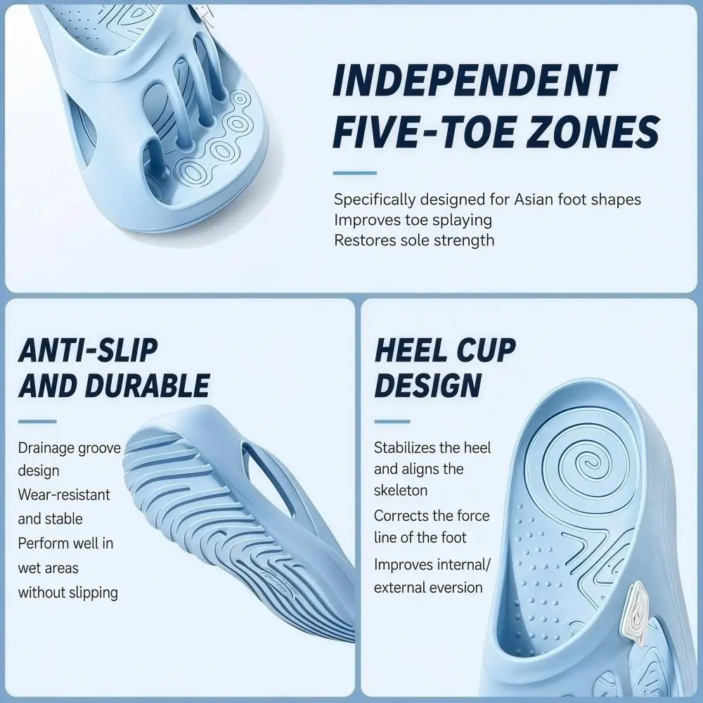 EVA Five Toe Slide Sandals Non-slip Bunion Relief Arch Support Slippers Lightweight Soft Soled Split Toe House Slides Woman