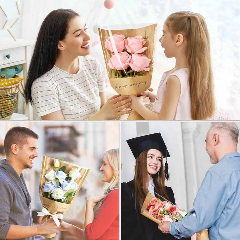 20 PCS Torebki na kwiaty na bukiety, 11 x 5,1 x 17,3 cala Kwiatowe rękawy Kwiatowy papier do pakowania Bulk Florist Opakowania