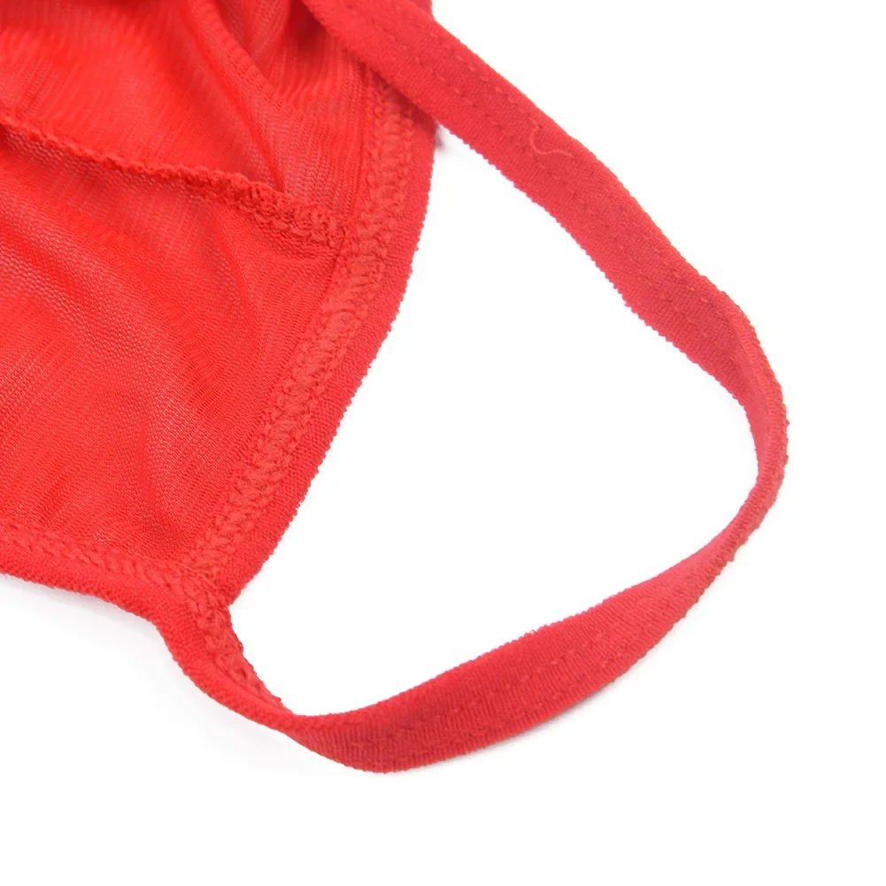 Men Ultra-Thin Briefs Bikini Underpants Thongs Mesh Underwear Man Bulge Pouch Spandex Solid Color Loose G-String Panties