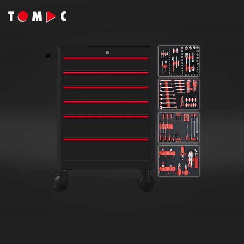 

6-Drawer Heavy Duty Tool Cabinet With Tools Rolling Garage Cabinet, 161PCS Tools Carrinho De Ferramentas