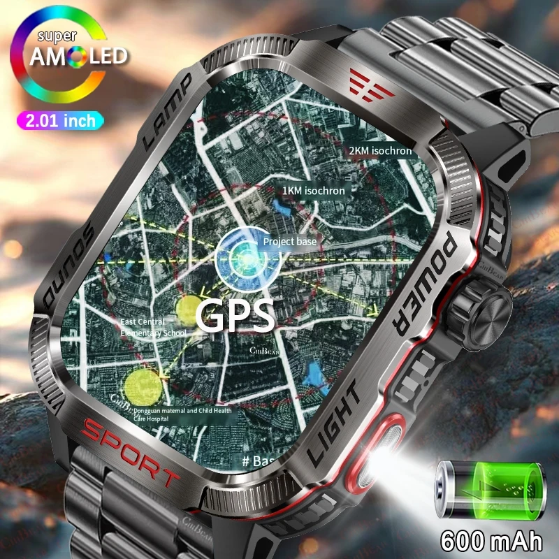 

For Xiaomi GPS Outdoor Military Smartwatch Men Bluetooth Call LED Flashlight UV Light IP69K 5ATM Waterproof Swim Smart Watch