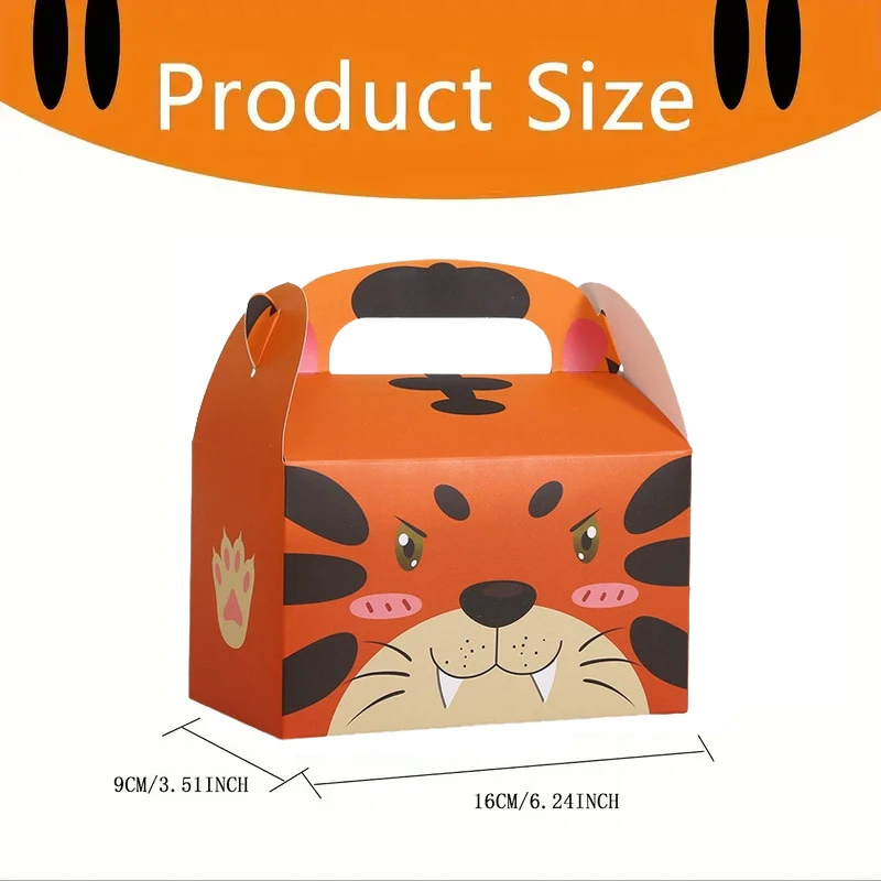 5/15/25PCS Cartoon Animal Theme Kraft Paper Gift Box Packaging Cake Candy Food Storage Baking Pouch Birthday Party Favor