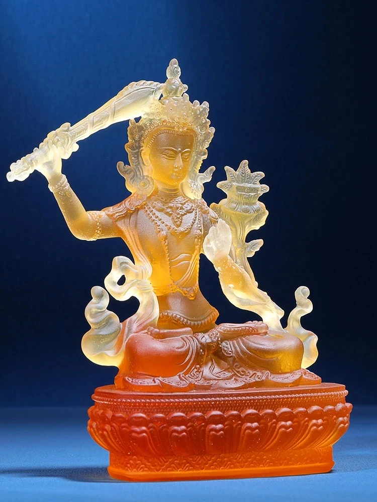 12.5cm Tranic Tibetan Supplies,Manjusri Buddha Statue,Resin Manjusri Figurine Home/Temple Putting Decortae Crafts