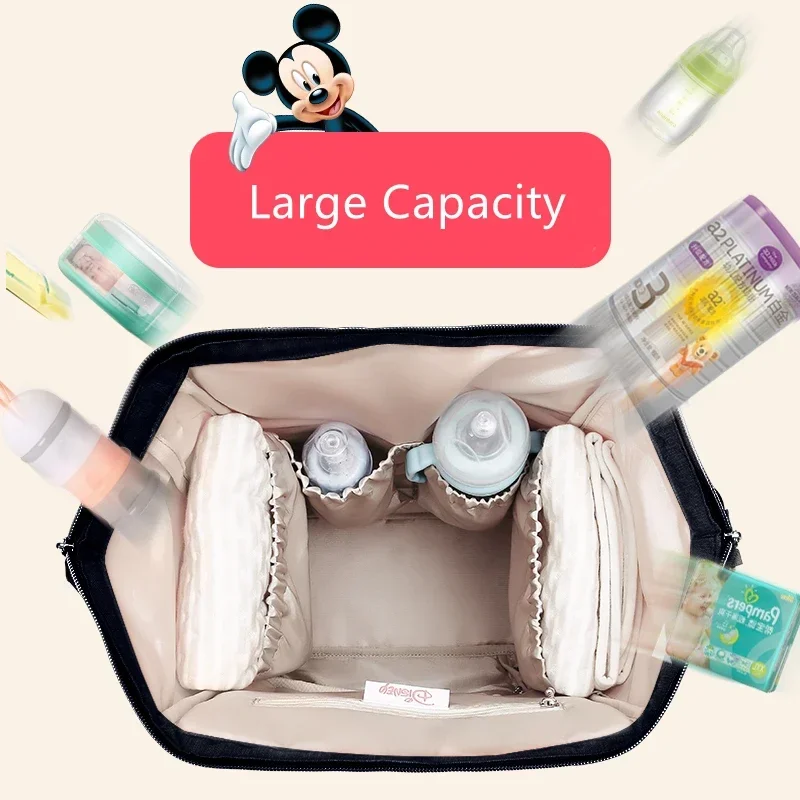 Disney Mickey Minne Diaper Bag Backpack Mummy Care Bag Waterproof Diaper Bags Travel Stroller Bag Baby Storage Bag Free Hooks